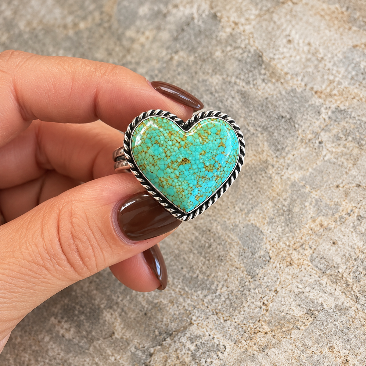 Lorenzo Chee Navajo Turquoise Heart Ring