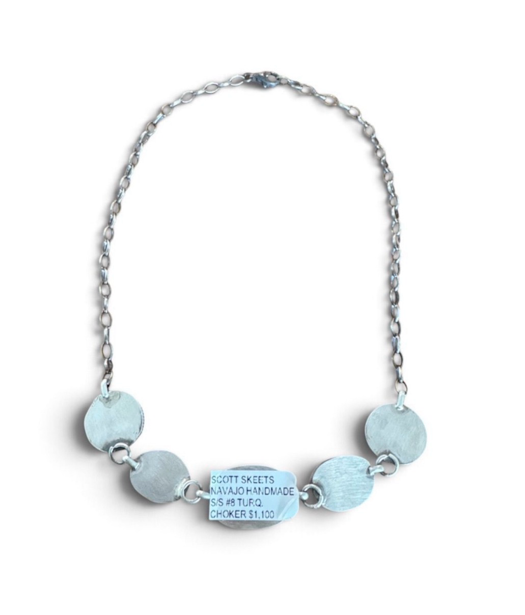 Scott Skeets Navajo Mine 8 Turquoise Sterling Silver Choker