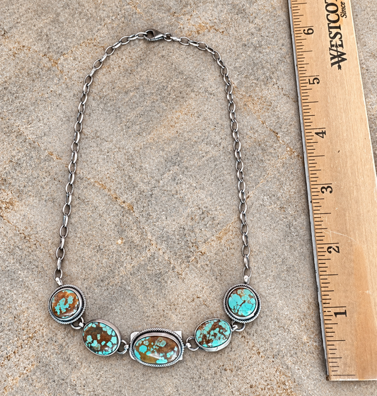 Scott Skeets Navajo Mine 8 Turquoise Sterling Silver Choker