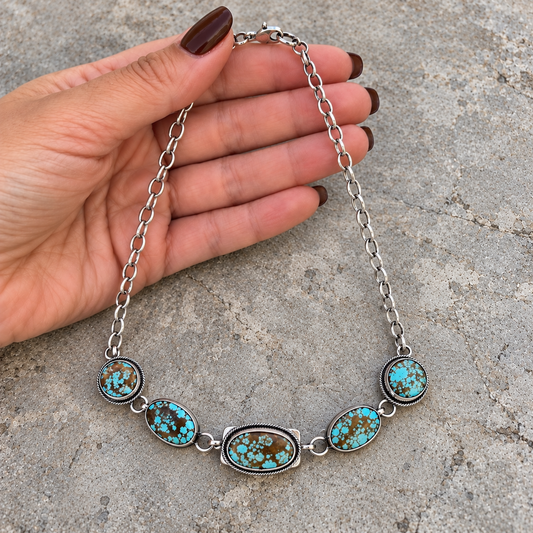 Scott Skeets Navajo Mine 8 Turquoise Sterling Silver Choker